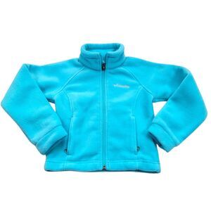 Columbia Youth Girls Size 4/5 Fleece Jacket Teal Blue Outerwear